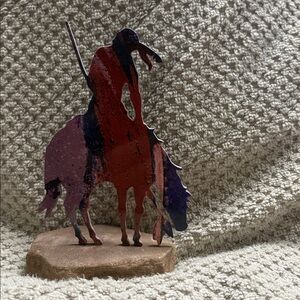 Laser-Cut Metal 'End of the Trail' Tabletop Sculpture - Black & Brown